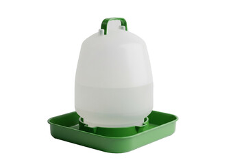 Poultry Water Drinker with Green Base and Handle
