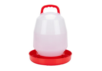 Poultry Water Drinker 5L Red Plastic Feeder with Handle for Chickens