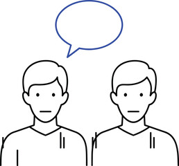 Fototapeta premium Two men discussing ideas with a speech bubble brainstorming teamwork and communication concept
