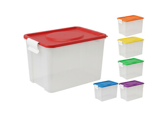 Set of 5 Colorful 10L Clear Plastic Storage Boxes with Lids and Handles