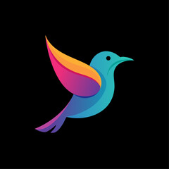 Colorful gradient bird logo – modern songbird icon on black