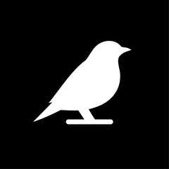 Bird silhouette icon – simple songbird logo on black