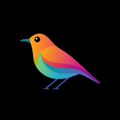 Colorful gradient bird logo – modern songbird icon on black