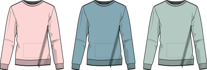 Colorful Crewneck Sweatshirt Illustration Set Wardrobe Essentials for Fashion Designers © Sajid