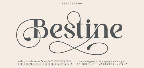 Bestine Luxury wedding alphabet font. Typography decorative elegant classic lettering serif fonts vintage retro for logo. © DesignerST