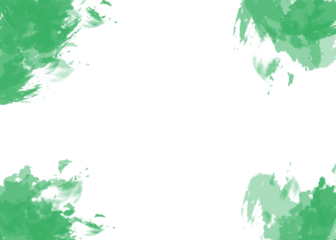 Abstract green ink splatter frame with copy space dynamic movement and fluid shapes isolated on transparent background