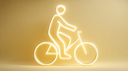 Glowing bicycle rider silhouette on yellow background concept image