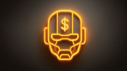 Neon money symbol icon illustration against a dark background