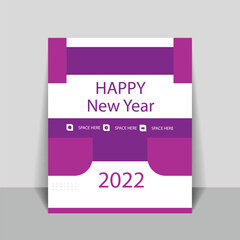 Happy new year card with festive decorations and typography. Perfect for holiday marketing materials and seasonal greetings.