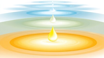 Abstract illustration of water drop elements in layered colorful circles design