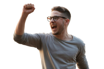 Man celebrating success isolated on transparent background