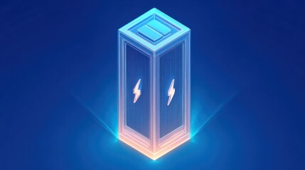 Isometric render of a digital tower featuring lightning symbols
