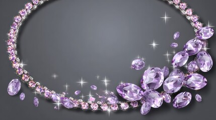 Elegant jewelry design with gemstones sparkling lights and a dark background