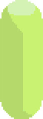 Bright lime pixel capsule in retro 90s retro console style, isometric 3D shape for digital art and vibrant geometric collections.