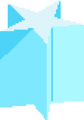 Cyan pixel star in isometric 3D style, retro 90s pastel color palette, perfect for pixel art, nostalgic design, and creative projects.
