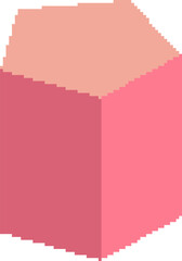Coral pink pixel pentagon in retro 90s style, isometric 3D retro console for digital art, pixel projects, and nostalgic design lovers