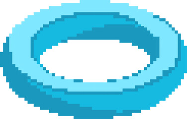 Retro pixel blue torus in isometric 3D style, 90s game aesthetic with bright pastel tones for digital art projects