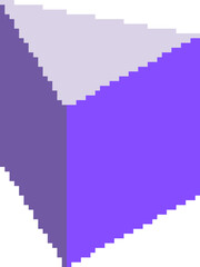 Violet pixel prism with light and shadow sides, 3D isometric geometry in 90s retro console palette for digital art and pixel theme projects