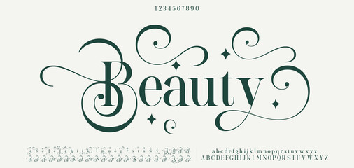 Elegant wedding logo alphabet letters font. Typography luxury classic lettering serif fonts decorative vintage retro logos and number. vector illustration © DesignerST