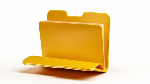 Yellow folder icon on white background in minimalist style
