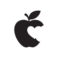  Apple Silhouette with Heart – Minimal Vector Fruit and Love Icon