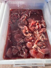 raw pork chops, vegetable, food, red, fish, pink, market, stack, white, beef, dinner, chicken