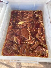 grilled pork chops, food, red, fish, pink, market, stack, white, beef, dinner, chicken