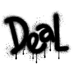 Graffiti Deal text sprayed in black over white.