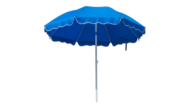 Blue Beach Umbrella with Wavy Edge Canopy for Sunshade and Summer Outdoor Protection