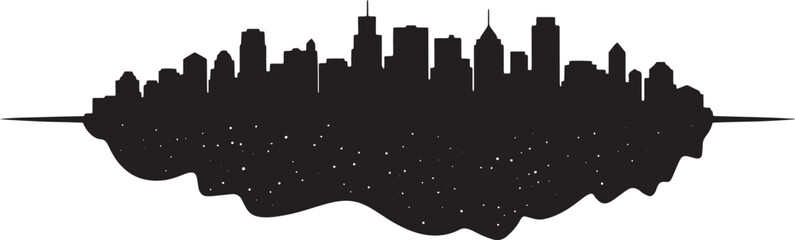 Fototapeta premium Silhouette Cityscape with Starry Underlay, Abstract City Skyline Night Design