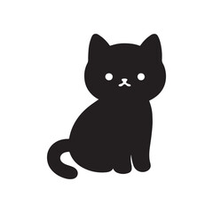  Minimal Cat Silhouette with Curled Tail – Cute Vector Animal Icon.