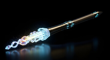 Mystical Energy Staff with Glowing Helix