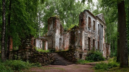 Naklejka premium Old architecture. Ruins of an estate.