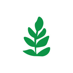 Flat abstract branch leaf vector with geometric clean design, ideal for nature branding, eco logos, and botanical pattern backgrounds.