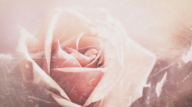Generative AI, Vintage Rose Dreamscape with Film Damage Overlay