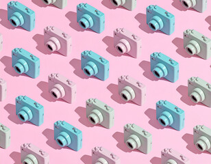 並んだヴィンテージカメラの背景素材