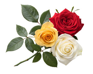 Fototapeta premium mixed color roses bouquet on white background 