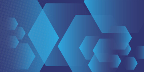 Modern abstract blue background with glowing geometric lines. Blue gradient hexagon shape design