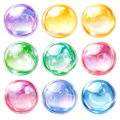 set of colorful clear bubble 
