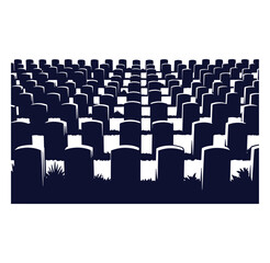 Obraz premium Vector illustration of a cemetery full of gravestones against a white background