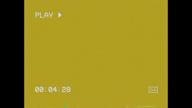 Yellow Vertical VHS Overlay Loop. Retro 90s VCR Glitch, Tracking Error, and Static Noise Effect.