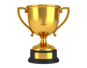 Fototapeta premium gold trophy cup for the winner isolated on transparent background, PNG file