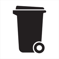 Silhouette trash can with lid and wheels Vector illustration