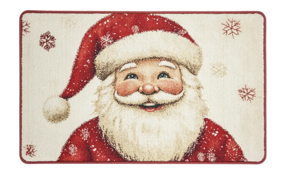 Christmas Decorative Doormat with Santa Claus Print Isolated on White Background Festive Holiday Welcome Mat for Seasonal Home Decor and Christmas Decorations