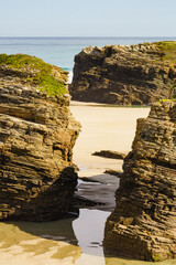 Ocean at low tide. Cathedrals Beach in Galicia Spain.