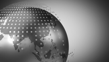 Dotted geometrical world map, Asia side - 3D illustration