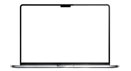 Modern premium laptop computer mockup template with isolated blank white screen for design display