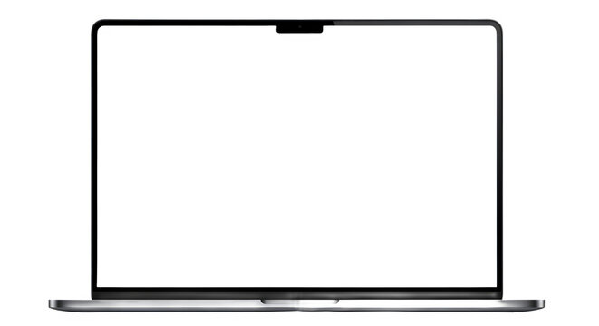 Modern premium laptop computer mockup template with isolated blank white screen for design display