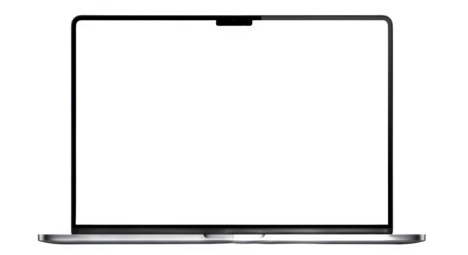 Modern premium laptop computer mockup template with isolated blank white screen for design display