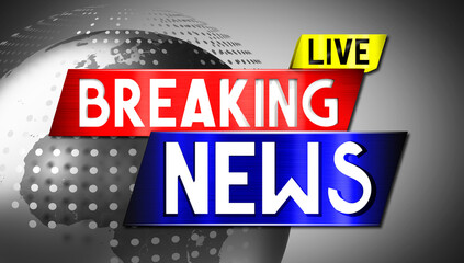 Live Breaking news banner with world map in background - 3D illustration